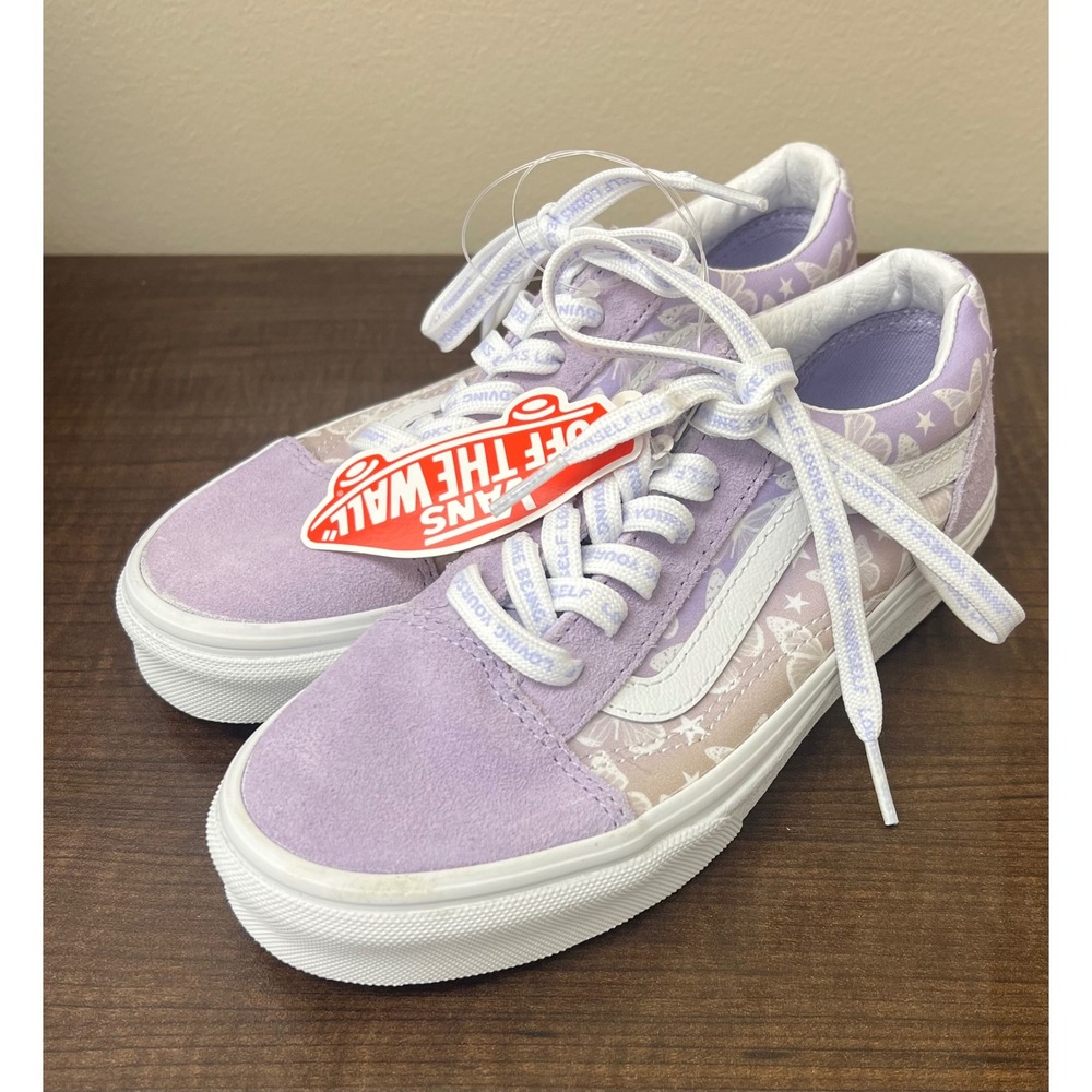 Vans Old Skool Butterfly Purple White Kids Size 3 US Sneaker Shoes New NWT